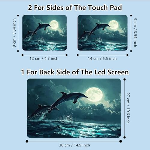 Universal Laptop Skin Sticker with 2 Wrist Pad Skins, Waterproof Scratch Resistant Vinyl Laptop Cover Decal, Cut to Fit for 11–15.6 Inch MacBook HP Dell Lenovo, Dolphins - color: Dolphin
