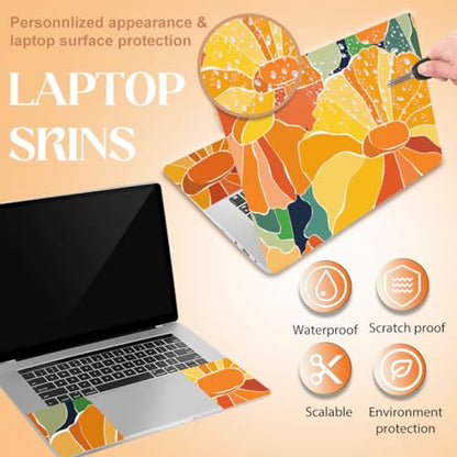 SUPERDANT Laptop Skin Sticker Flowers Laptop Decals Personalized Universal Notebook Computer Wrap Vinyl Skin Stickers Cover Art Decal Removable 12-15.6 Inch Waterproof Scratch-Resistant Gifts Orange - color: Orange