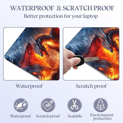 Universal Laptop Skin Sticker Decal,15.6 Inch Laptop Vinyl Cover for 13" 14" 15.6" Laptop,Scratch-Resistant Waterproof Protector Wrap,Reusable with Wrist Pads,Blazing Dragon Ruins - color: Blazing Dragon Ruins