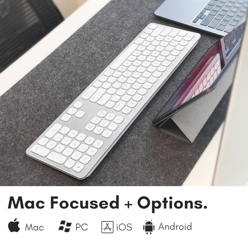Macally Premium Bluetooth Keyboard for Mac - Compatible Apple Keyboard with Numeric Keypad - Multi Device Wireless for MacBook Pro/Air, Mac mini Pro, iMac, Laptop