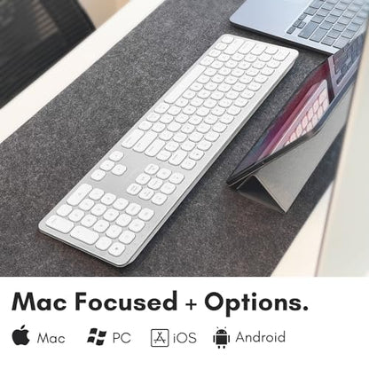 Macally Premium Bluetooth Keyboard for Mac - Compatible Apple Keyboard with Numeric Keypad - Multi Device Wireless for MacBook Pro/Air, Mac mini Pro, iMac, Laptop