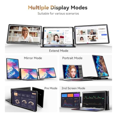 Laptop Screen Extender 15.6" Detachable Portable Monitor for Windows | Triple Screen Laptop Monitor Extender for 13-17.3" MacBook (excl. M1 M2 M3) FHD IPS Plug&Play for Travel Business Watch Party - size: 15.6-inch Screen Extender