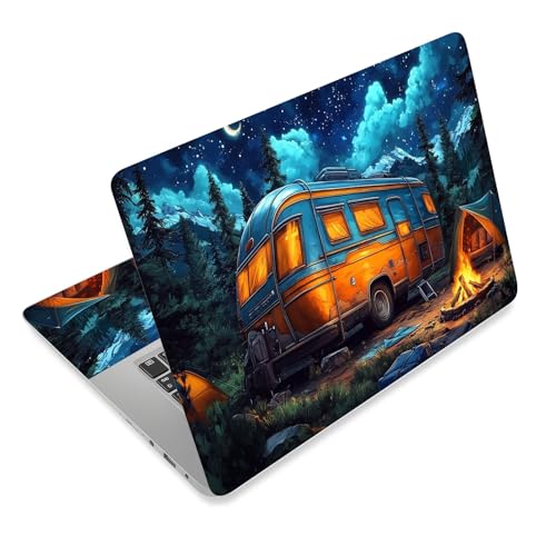 Laptop Skin Sticker Decal for 12 13 13.3 14 15 15.6 in, Universal Vinyl Waterresistant Protector Cover for Notebook PC Netbook, Computer Decor for Women Girls Starry Night Camper - color: Starry Night Camper