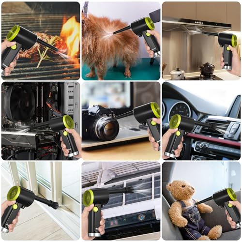 Compressed air Duster Electric, Computer air Blower Gun, air Blower for Computer Keyboard, Cordless air Duster, for Cleaning Camera Toys Greenery Computer Keyboard, etc（Brushless Motor）