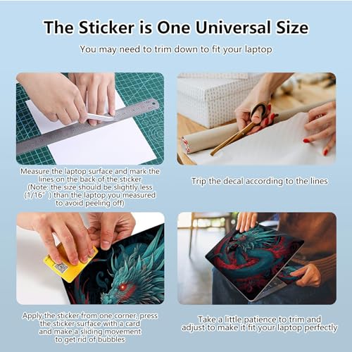Universal Laptop Skin Sticker with 2 Wrist Pad Skins, Waterproof Scratch Resistant Vinyl Laptop Cover Decal, Cut to Fit for 11–15.6 Inch MacBook HP Dell Lenovo, Chinese Dragon - color: Chinese Dragon