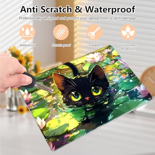 Laptop Skin Sticker Decal 15.6 Inch,12 13 13.3 14 15 15.6 in Laptop Netbook Skins for Notebook,Art Decal Removable Waterproof Scratch Resistant,Universal Vinyl Cover,Cute Cat Lotus - color: Cute Cat Lotus
