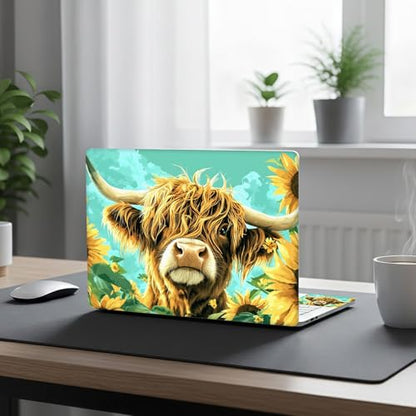Aesthetic Laptop Skin Cover,12-15.6 Inch Universal Vinyl Sticker Decal,Waterproof Scratch-Resistant Notebook Wrap,Removable Residue-Free Protector,Sunflower Cow Art - color: Sunflower Cow Art