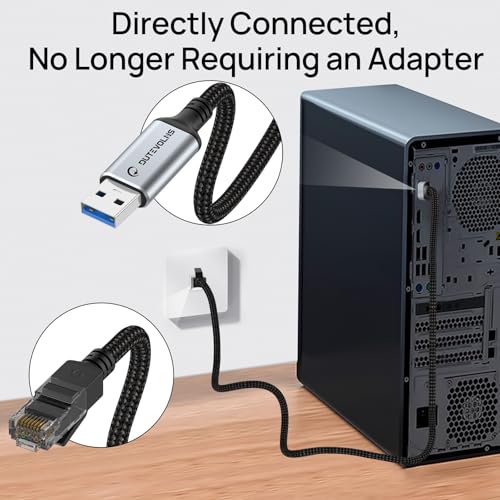 USB to Ethernet Cable 5FT, Gigabit USB 3.0 A to RJ45 Nylon Braided Cable | Network to USBA Cord, 1000Mbps Directly Connected, for Laptop, Desktop PC, Windows 10 and Windows 11 - size: 5FT, style: USB A to Ethernet