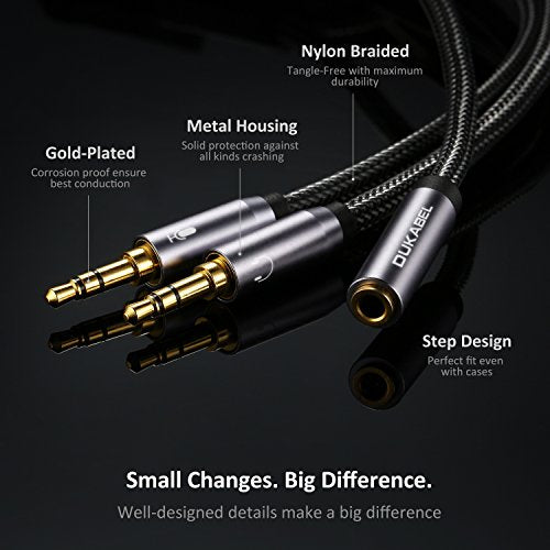 Gold-Plated & Strong Braided Y Splitter Audio Cable - Separate Microphone & Headphone Port Gaming Headset Earphone Adapter - TopSeries (12inch / 30cm) | 24K Gold-Plated, Double Shielding, Connect a TRRS Headset or Mic to Computers with 2 separate micropho