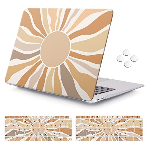 iCasso for MacBook Air 13 Inch Case 2020 2019 2018 Release A2237 M1/A1932/A2179 with Retina Display, Protective Hard Plastic Shell Case and Keyboard Cover for MacBook Air 13 (Sunshine) - color: Sunshine