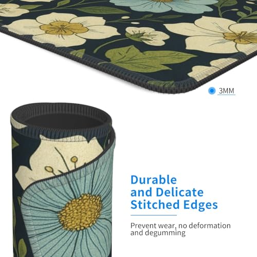 Wildflowers Flowers Leaves Watercolor Gaming Computer Keyboard Cute Mouse Pad with Anti-fray Stitching, Premium-Textured Alfombrilla para Mouse with Non-Slip Rubber Base, 10 x 12 inch - color: Wildflowers Flowers Leaves Watercolor