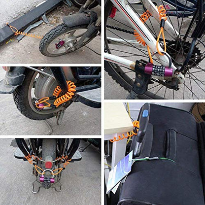 Reminder Cable,YOFUNTLE [2 Pack] Disc Lock Cable,Security Steel Wire Spring Reminder Rope for Scooter Motorcycle Motorbike Vehicle Baggage Helmet Lock,Antitheft Protection on Handlebar(Orange+Blue)