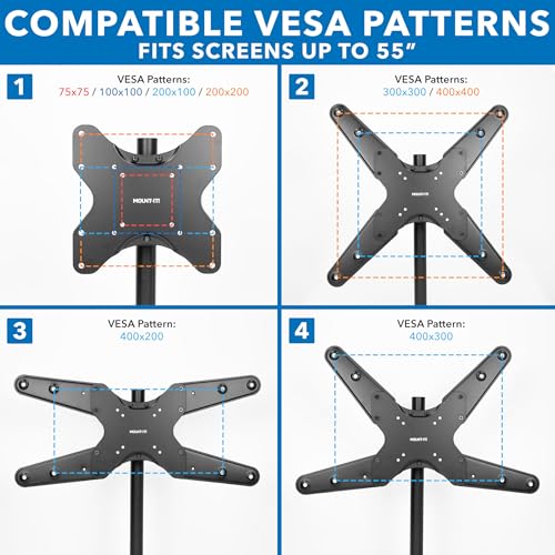 Mount-It! TV Pole Mount, Full Motion Universal TV Bracket, VESA 75x75 to 400x400, Fits TVs and Monitors 32" - 55", Clamp Fits Poles from 1.1" to 1.96", Extendable Arm, for POS, Trade Shows, Gazebo - size: 32" - 55"