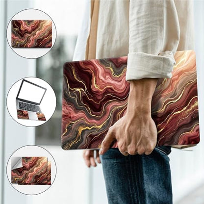 Universal Laptop Skin, DIY Cut-to-Fit Vinyl Cover Compatible with HP, Dell, Lenovo, Mac (13.3" to 15.6"), Anti-Scratch, No Residue & Bubble-Free Protective Decal Sticker, Burgundy Gold Marble - color: Burgundy Gold Marble