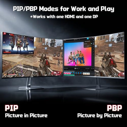 27 Inch 280Hz 240Hz Curved Gaming Monitor WQHD Curved Monitor | 2×HDMI 2.1, 1×DP1.4, Fast VA 1ms 134% sRGB 1500R AI Crosshair PIP/PBP (G27F1Q Pro, One HDMI 2.1 Cable Included) - size: 27 Inch