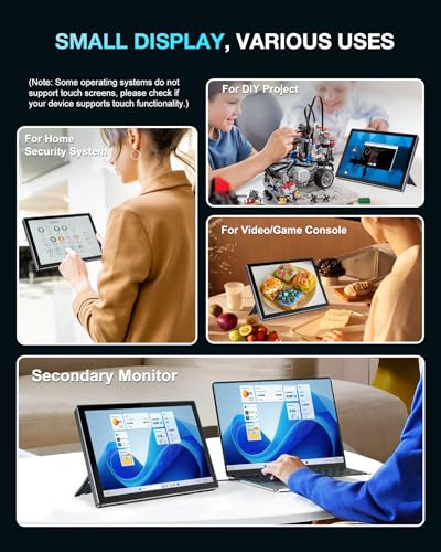 10.1 Inch Full Function USB-C Touch Monitor for Ra Pi | 1920×1200 IPS screen 10-point touch, built-in fan & speakers, VESA mount, full accessories, USB-C one cable video/touch/power - size: 10.1-inch