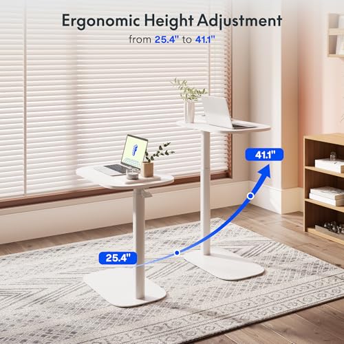 FLEXISPOT 24''Adjustable C Table Gas Spring Mobile Side End Table | Adjustable C table with Wheels, Bedside table for sofa and couch. Laptop Rolling Cart TV Tray, 23.6" W x 13.8" D,White - color: White, size: 24x14