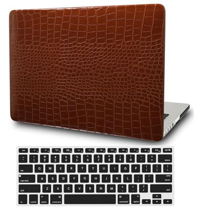 Hard Case Compatible with Old Version MacBook Pro 13 inch Case 2012 2011 2010 2009 2008 Release A1278 with CD-ROM, Crocodile Print Leather Laptop Protective Hard Shell & Keyboard Cover, Brown - color: Brown, size: A1278(Pro 13" w/CD-ROM 2008-2012)