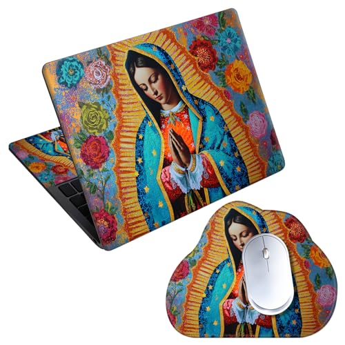 Laptop Skin Sticker Decal 15-15.6 Inch with Cute Mouse Pad, Universal Reusable Vinyl Sticker for 12.1 13 13.3 14 15.4 Inch Netbook and Notebook PC, Our Lady of Guadalupe - color: Our Lady Of Guadalupe