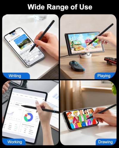 DIGIROOT Stylus Pen for iPhone, High Senstivity Universal Stylus Pen, Black | 3X Fast Charging, with LED Power Display, Magnetic Adsorption, Compatible with iPhone/Andriod/Tablet/Switch/Samsung Galaxy - color: Black