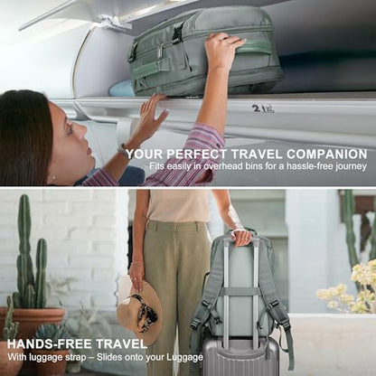 Travel Backpack Carry On Everyday Laptop Backpack Fits 16" Laptop | Flight Approved Luggage Backpack for Men Women, Suitcase-Style Main Pocket, Laptop Compartment, USB Port, for Travel, Daily - color: Grey Blue