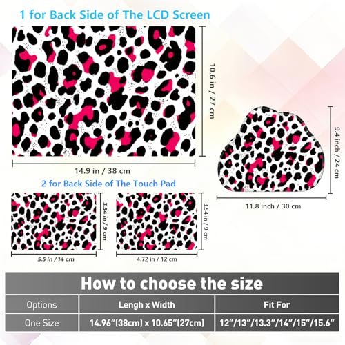 Laptop Skin Sticker Decal 15-15.6 Inch with Cute Mouse Pad, Universal Reusable Vinyl Sticker for 12.1 13 13.3 14 15.4 Inch Netbook and Notebook PC, Pink Black Leopard - color: Pink Black Leopard