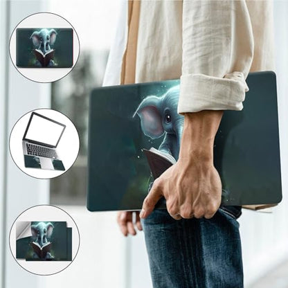 Universal Laptop Skin, DIY Cut-to-Fit Vinyl Cover Compatible with HP, Dell, Lenovo, Mac (13.3" to 15.6"), Anti-Scratch, No Residue & Bubble-Free Protective Decal Sticker, Cute Elephant Reading - color: Cute Elephant Reading