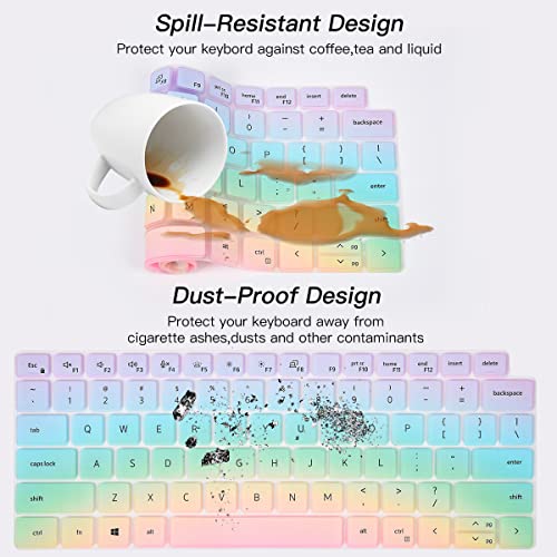 Keyboard Cover Skin for Dell Latitude 5420 5430 5440 5450 3440 3450 14, Dell Latitude 7420 7430 7440 7450 14, Latitude 9420 9430 9510 9520, Latitude 7520 15.6" Laptop Protector, Colorful - color: Rainbow