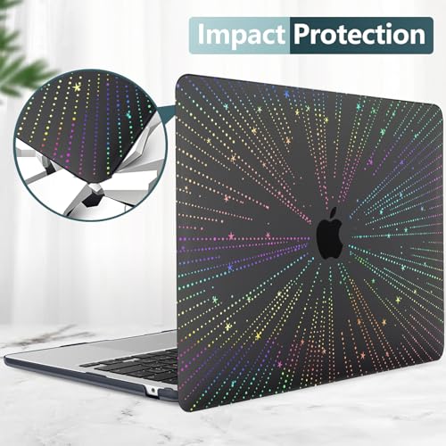Compatible for MacBook Air 15 inch Case 2026 M5, 2023-2025 M4/M3/M2 A3448 A3241 A3114 A2941, Protective Plastic Hardshell & Keyboard Cover for Mac Air 15 inch Case, Clear Black Line - color: 01 Clear Black Line