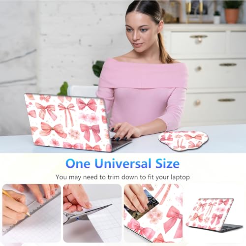 Laptop Skin Sticker Decal 15-15.6 Inch with Cute Mouse Pad, Universal Reusable Vinyl Sticker for 12.1 13 13.3 14 15.4 Inch Netbook and Notebook PC, Pink Bow Pattern - color: Pink Bow Pattern