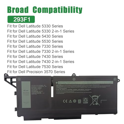 293F1 CPX-51R71 41Wh Laptop Battery Replacement for Dell Latitude 5330 5430 5530 7330 7430 7530 Precision 3570 Series Notebook 051R71 51R71 Black 11.25V 3467mAh