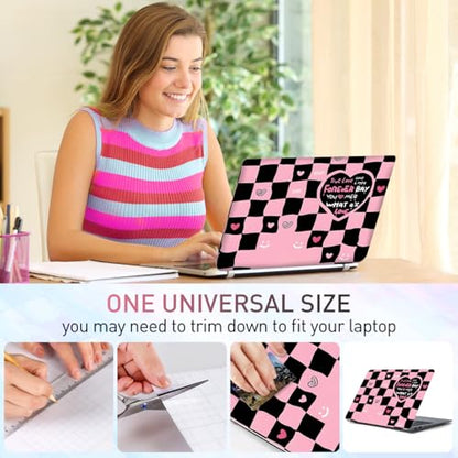 12.1-15.6 Inch Laptop Skin Decal, Universal Reusable Vinyl Laptop Cover Sticker, Waterproof Art Protector - Pink Black True Love - color: Pink Black True Love