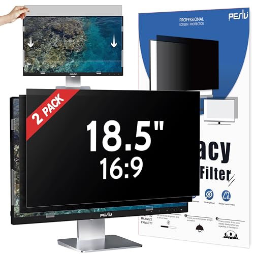Peslv [2 Pack] 18.5 Inch Privacy Screen for Computer Monitor 16:9 Aspect Ratio, Eye Protection Anti Blue Light Glare Shield, 18.5inch Removable Black Blackout Anti Spy Desktop Security Private Filter - color: black, size: 18.5''(16:9)
