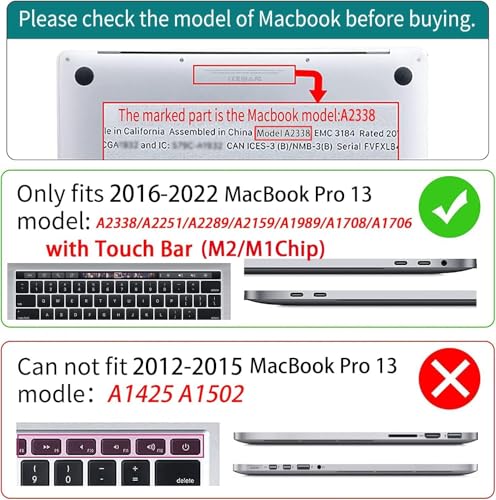 Teryeefi for MacBook Pro 13 inch Case 2025 2024 2022 2021 2019 2018 2017 2016 Release fits Model A2338 M2 M1/A2289/A2251/A2159/A1989/A1706, Design Hard Shell with Keyboard Cover Dust Plug, Heart A002 - color: Heart A002