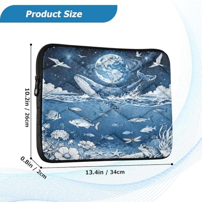 Marine Lifes and Earth Blue Padded Laptop Sleeve Case 13 Inch Soft Quilted Laptop Bag Waterproof Computer Sleeves - color: Marine Lifes and Earth Blue, size: Medium