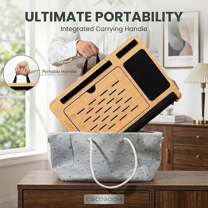 Lap Desk for Laptop – Bed Desk Tray Table with Cushion, 5 Angles, Phone & Tablet Holder, Mouse Pad & Ventilation – Laptop Stand, Lap Table, Couch Desk for 15”-17” Laptops (Black) - color: Black