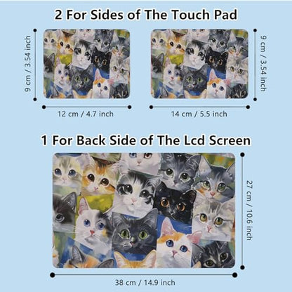 Universal Laptop Skin Sticker with 2 Wrist Pad Skins, Waterproof Scratch Resistant Vinyl Laptop Cover Decal, Cut to Fit for 11–15.6 Inch MacBook HP Dell Lenovo, Cats - color: Cats