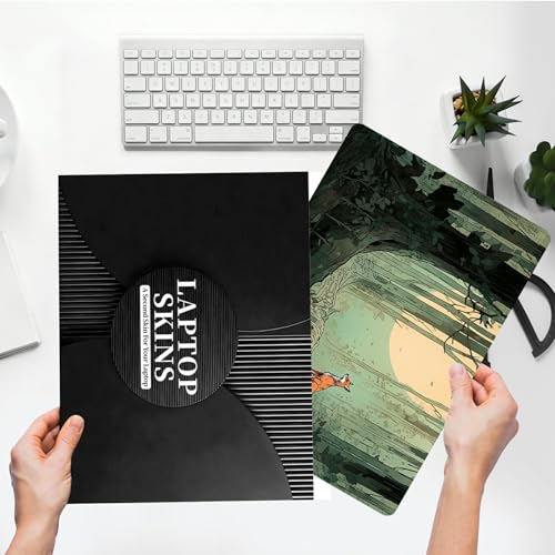 Universal Laptop Skin Sticker with 2 Wrist Pad Skins, Waterproof Scratch Resistant Vinyl Laptop Cover Decal, Cut to Fit for 11–15.6 Inch MacBook HP Dell Lenovo, Fox in The Forest - color: Fox In The Forest