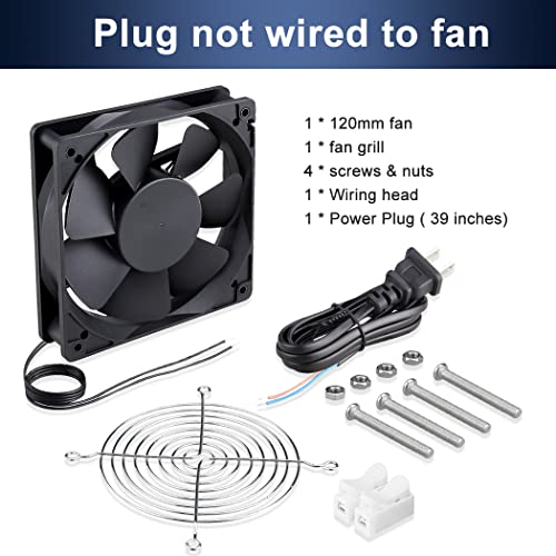 Wathai EC 120mm x 25mm AC Axial Small Exhaust Fan 110V 120V Dual Ball | 4 Inch ventilation Fan 110V - 240V Axial 1225 120v AC 120mm x 25mm Low Speed for DIY Cooling Ventilation Exhaust Projects - style: 120x25mm