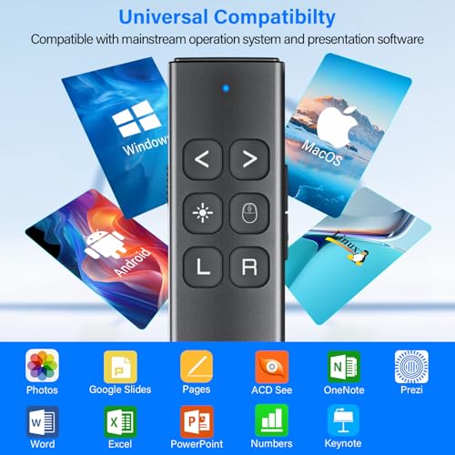 Presentation Clicker with Air Mouse - USB C Wireless Presenter Remote Clicker with Pointer, RF 2.4GHz PowerPoint Clicker for Presentation - color: Black