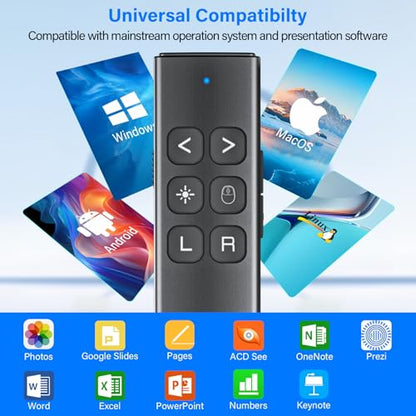 Presentation Clicker with Air Mouse - USB C Wireless Presenter Remote Clicker with Pointer, RF 2.4GHz PowerPoint Clicker for Presentation - color: Black