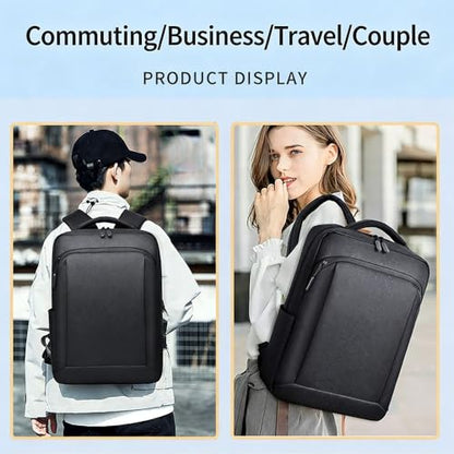 LINGYUE Waterproof Business Laptop Backpack With USB Charging Port, Durable Travel For Men & Women, Anti-Scratch Computer Bag Fits 15.6 Inch Notebook For Work, School(Dark Gray,Air Cushion)