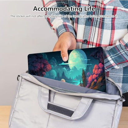 Universal Laptop Skin Sticker with 2 Wrist Pad Skins, Waterproof Scratch Resistant Vinyl Laptop Cover Decal, Cut to Fit for 11–15.6 Inch MacBook HP Dell Lenovo, Fantasy Forest Full Moon - color: Fantasy Forest Full Moon
