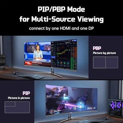 Hikers 34 Inch UWQHD 240Hz Curved Gaming Monitor, Curved Ultrawide Computer Monitor with 2×HDMI 2.1 & 2×DP 1.4, 21:9 PIP/PBP Fast VA, 131% sRGB AI Crosshair (G34H1Q Pro, Includes One HDMI 2.1 Cable) - size: 34