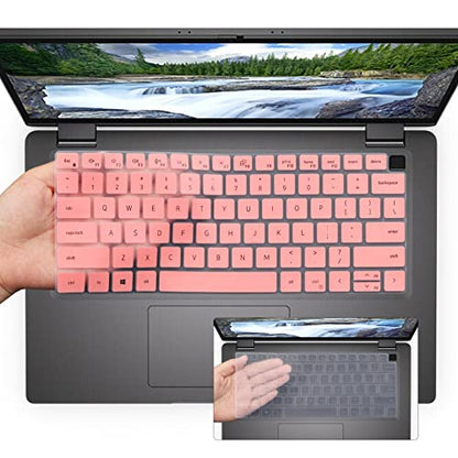 2PCS Keyboard Cover for Dell Latitude 3440 5450 5440 5430 5431 5420 14", Dell Latitude 14" 9430 9420 7450 7440 7430 7420 7410, Dell Latitude 9520 9510 7520 15.6" US Keyboard Skin-Pink+Clear - color: Pink+Clear