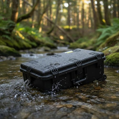 MEIJIA Premium Waterproof Rolling Hard Camera Case,Hard Protective Case with customizable fit foam and wheels,Full Protection with Light&Convenient Design,Elegant Black (31.3"X20.3"X12.25") - size: 31.3"X20.3"X12.25"