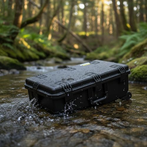 MEIJIA Premium Waterproof Rolling Hard Camera Case,Hard Protective Case with customizable fit foam and wheels,Full Protection with Light&Convenient Design,Elegant Black (31.3"X20.3"X12.25") - size: 31.3"X20.3"X12.25"