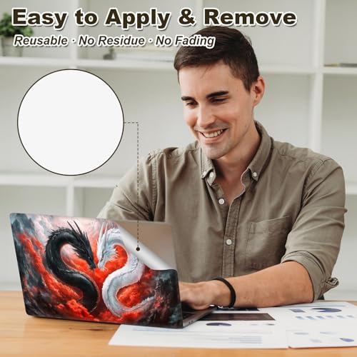 Universal Laptop Skin Sticker, 11-15.6 Inch Reusable Vinyl Laptop Skin Decal, Scratch Resistant Waterproof Cover, Easy to Trim & Apply, Dragon - color: Dragon