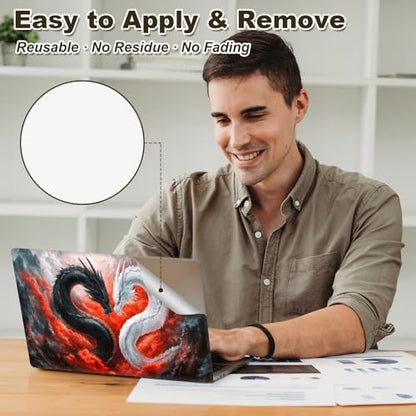 Universal Laptop Skin Sticker, 11-15.6 Inch Reusable Vinyl Laptop Skin Decal, Scratch Resistant Waterproof Cover, Easy to Trim & Apply, Dragon - color: Dragon