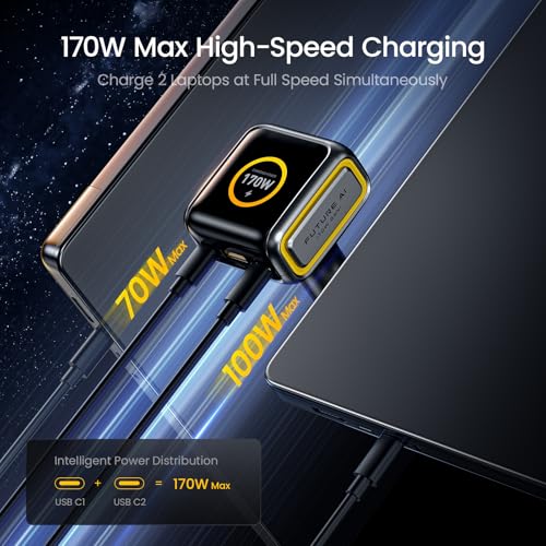 AOHI SUPERAUTO 170W Car Charger with Smart LED Display, 140W PD 3.1 USB C Fast Charging Car Adapter with 80Gb/s USB4 2.0 Cable 3.3FT with up to 120Gbps Bandwidth Boost Dual 8K/4K Display 240W PD 3.1 F